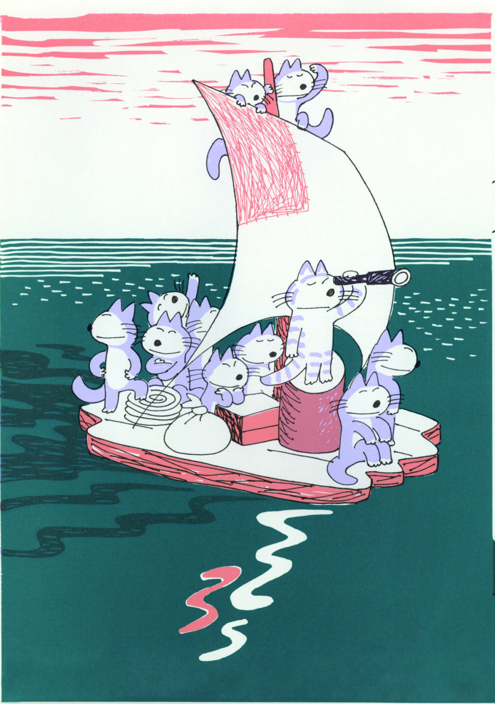 馬場のぼる 直筆水彩画 一点もの 11ぴきのねこ作者｜絵画/タペストリー 